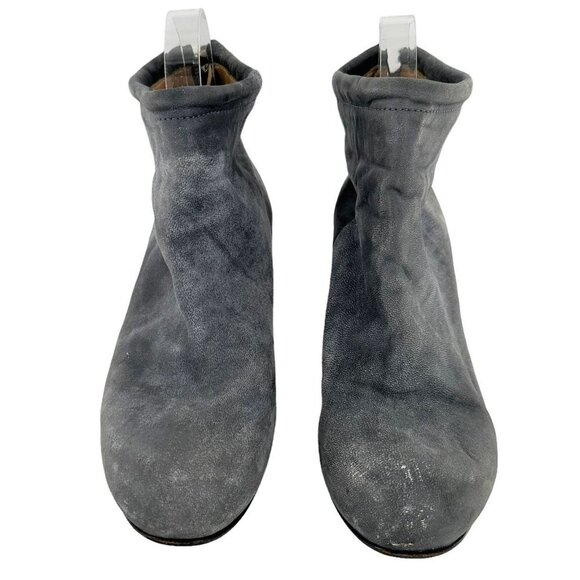 ACNE STUDIOS Gray Distressed Nubuck Leather Ankle Boots Size 39 Booties - Picture 2 of 7